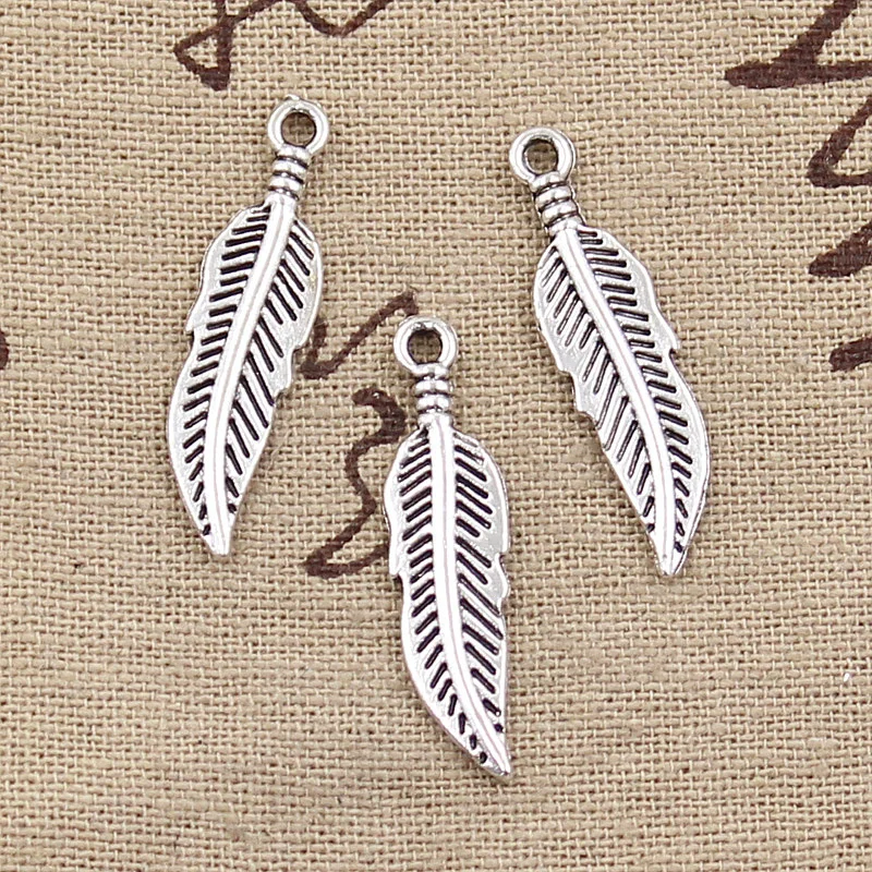 Tibetan Silver Feather Leaf Charms Jewellery Pendant Silver 30pcs