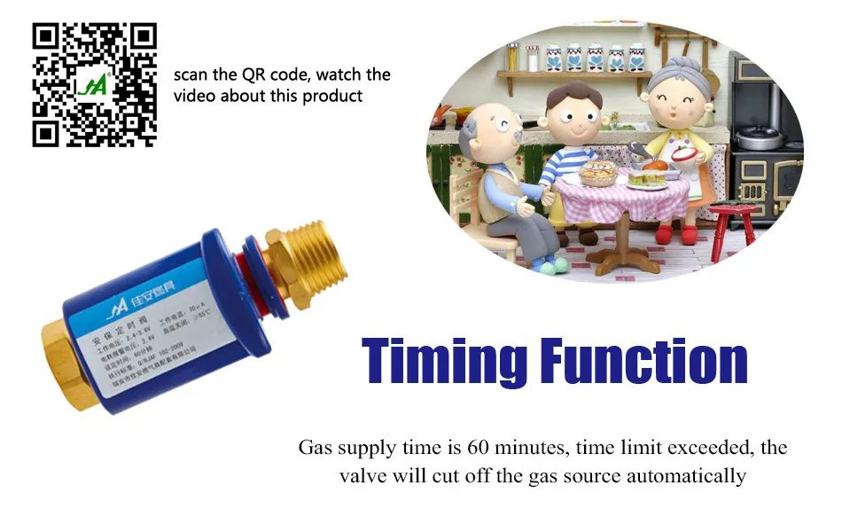 JA8401 установка времени безопасный пластиковый электромагнитный клапан отрезание умный дом защита для LPG клапанов шаровой клапан