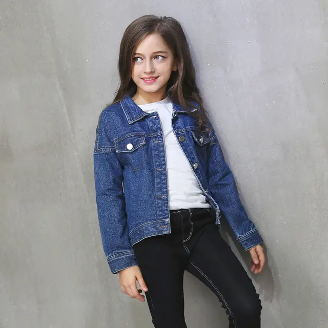 2016 Autumn Girls Long Sleeves Jeans Denim Thick Winter Jacket for Teens Fashion Short Coat Age4