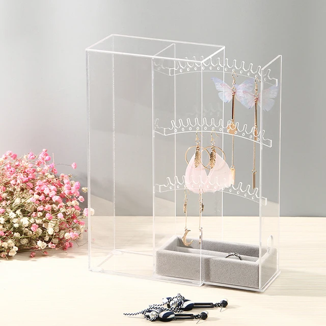 High Grade Acrylic Earring Display Stand Organiser Holder Necklace High Grade Acrylic Earring Display Stand Organiser Holder Necklace Studs Storage Clear Jewelry Organizer
