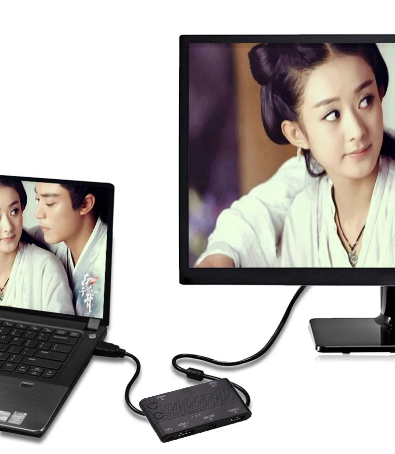 3в1 двойной HDMI выход + Мини DP Displayport вход конвертер переключатель адаптер для Macbook