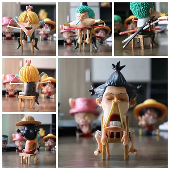 

Anime One Piece Straw Hat Pirates Monkey D. Luffy Roronoa Zoro Sanji spoof PVC Action Figure Collection Model Doll Toys Gift