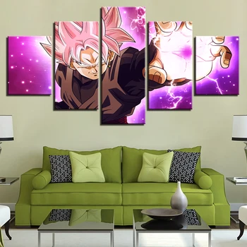 

Lienzo impresiones cuadros modulares sala de estar carteles 5 piezas Anime dibujos animados Dragon Ball Z pinturas hogar pared a