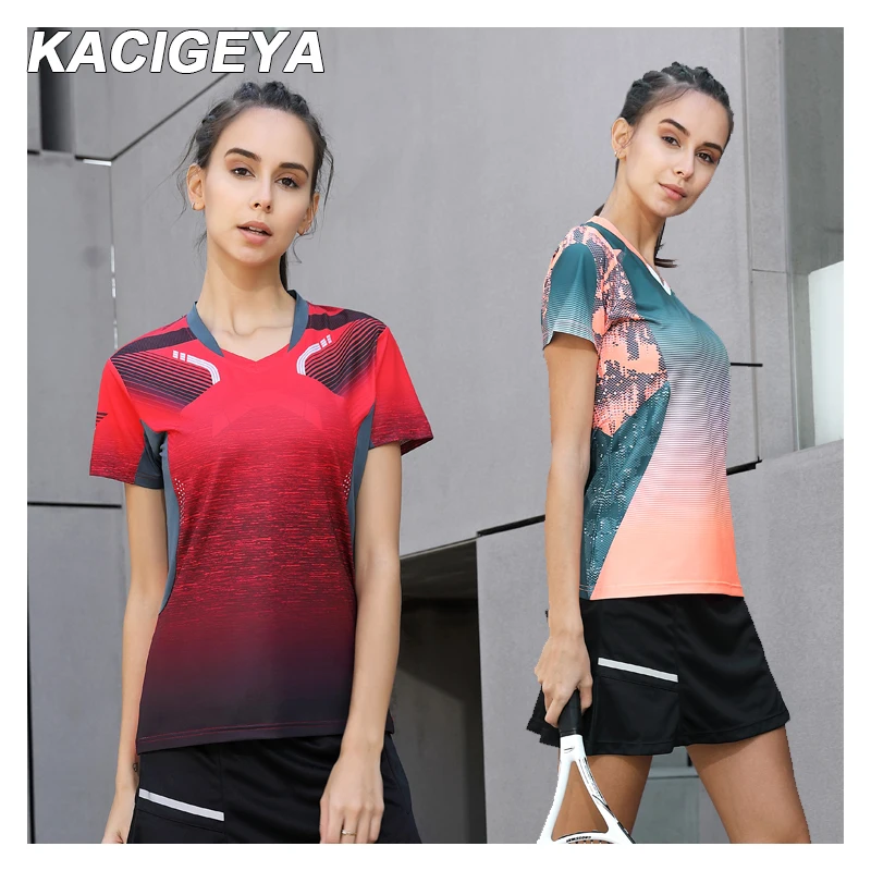 Badminton Shirt Sports Women Brand Quick Dry Breathable Table Tennis Team Running Fitness Exercise 2019 Training T Shirts afbeelding