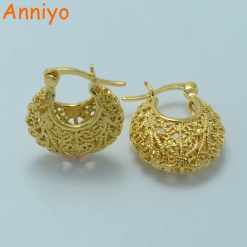 

Anniyo 1.7CM (3 Color) Earrings for Women Gold Color Stud Earrings Girl Jewelry Arab/Africa Earrings Middle East Gift #003202