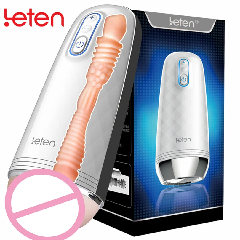 Leten Silicone Real Vagina Masturbator Cup Electric Strong Sucker Realistic Artificial Vagina Adult Sex Toys Men