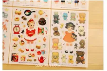 Hot Sale 6 sheets set Cartoon Cute Curly Hair Paper Doll Mate Life Decorative Sticker DIY