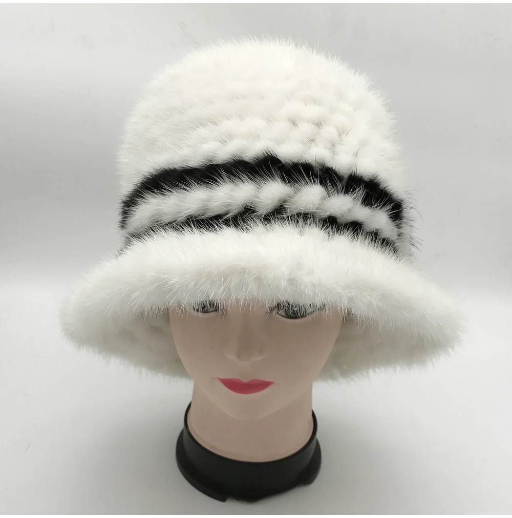 Новая мода натуральная норковая меховая шапка Зимняя Теплая эластичная натуральная норковая меховая женская Стильная шапка вязаная настоящая норковая шапка