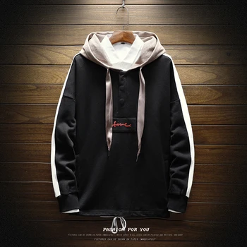 

Hip-Hop Style Hooded Pullovers Men's Spring Autumn Loose Hoodies Sweatshirts New Fashion Male Sportswear Striped Sweatshirts