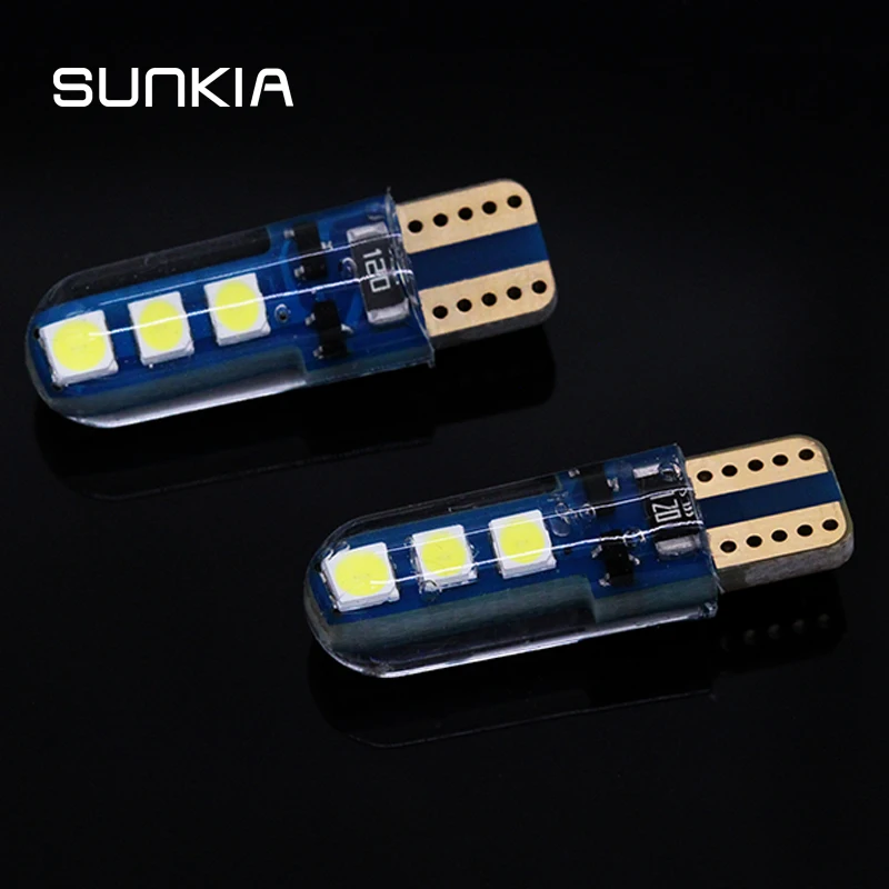 SUNKIA 2 шт./лот высокое Мощность T10 W5W/194 3030-6SMD Многофункциональный светодиодный лампы с без npolarity Canbus кремнезема гель Обложка