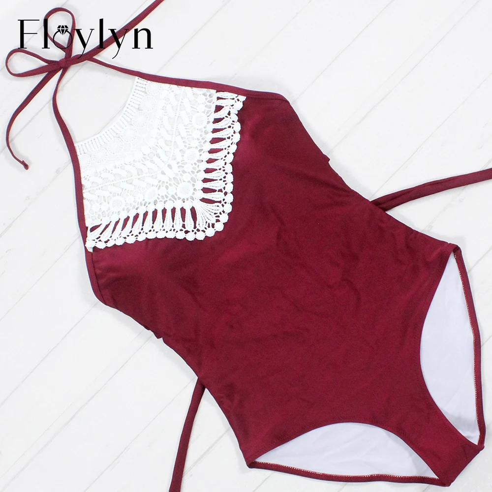 

Floylyn Crochet Swimwear Female Lace One Piece Swimsuit Knitting Bathing Wear Monokoni Trikini Triquini Maillot De Bain