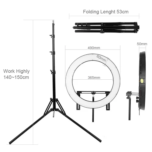  FALCON EYES 512 Ring LED Panel 31W 3000-5600k Lighting Video Film Continuous Light with 180cm Light