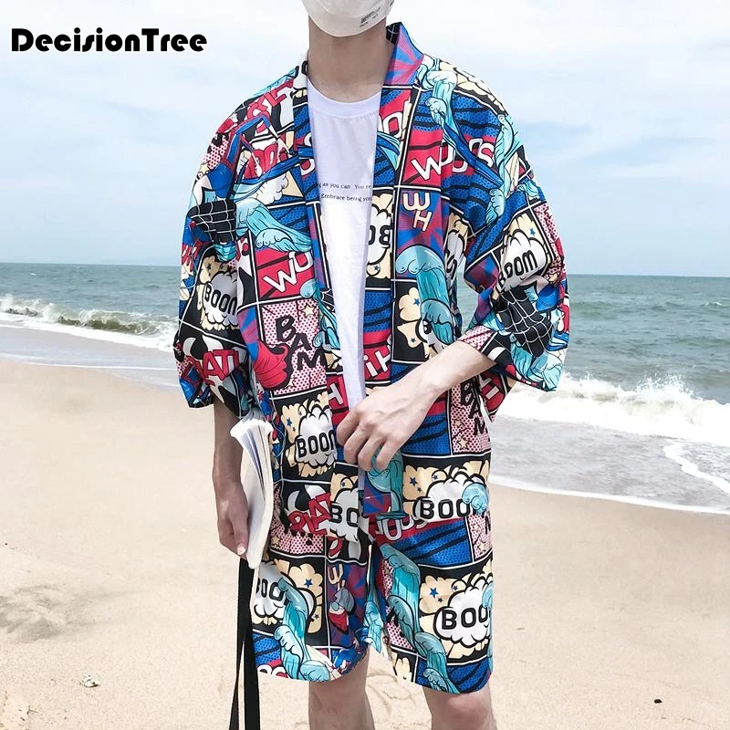 

2019 retro chinese wind men's section wind and wind japanese crane embroidery kimono cardigan Jacket Coat Fashion Outwear