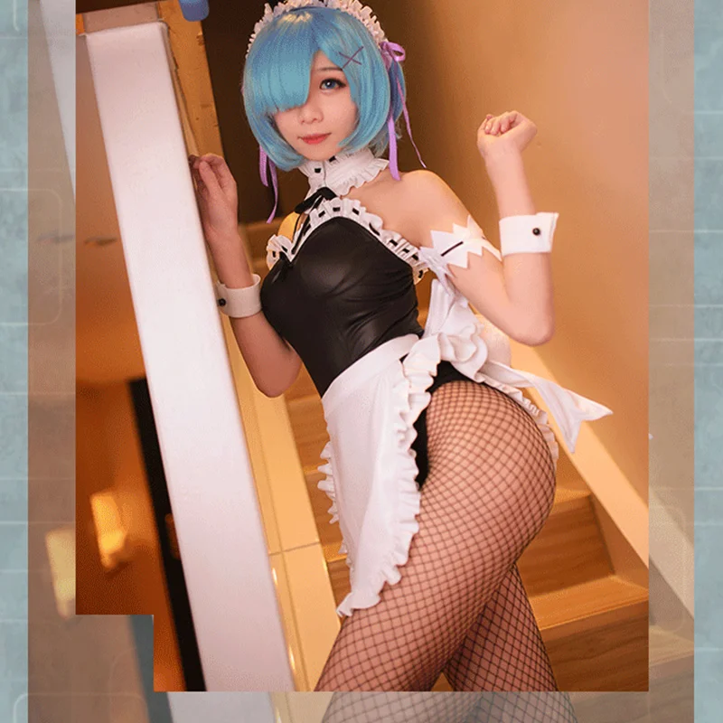 

Ram/Rem Cosplay Re: Life Bunny Girl Sexy Bodysuit Cosplay Costume Maid Dress Uniform Outfit for Women Girl In a Different World