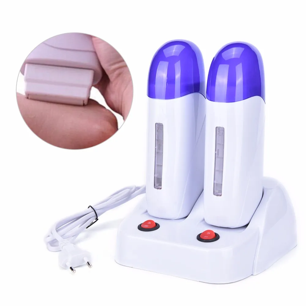

2pcs Electric Epilator Base Roll On Refillable Depilatory Wax Heater Hot Body Hair Removal Depilation Waxing Machine US/EU Plug