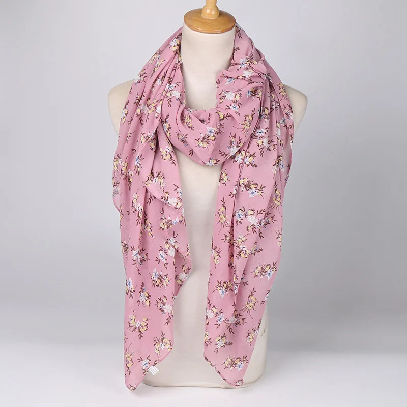 145 см квадратный хиджаб тесемок, шифоновый шарф с цветочным принтом плотная мусульманские платки шарфы платки обертывания шарфы-повязки - Цвет: 6