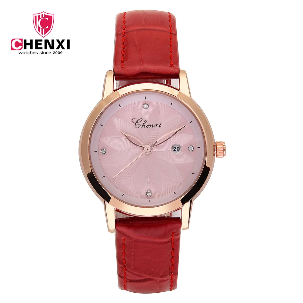 

CHENXI New Design Fashion Ladies Watches Elegant Rhinestone Female Quartz Watch Women Leather Strap calendar watch Montre Femme