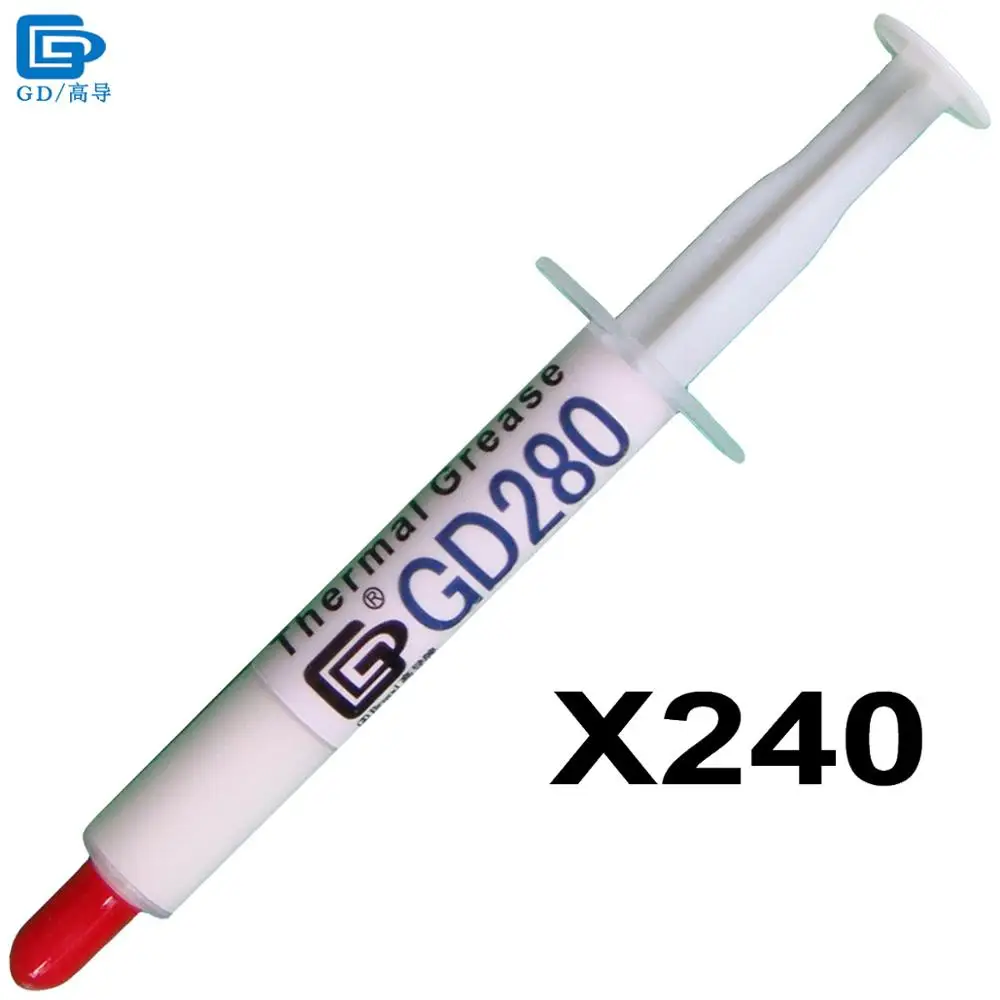 

GD280 Thermal Conductive Grease Paste Silicone Plaster Heatsink Compound 240 Pieces Net Weight 3 Grams White Syringe Packing SY3