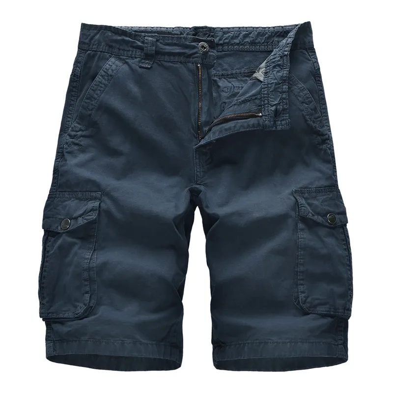 

2019 New Casual Cargo Shorts Men Solid Cotton Knee Length Shorts High Quality Men's Military Bermuda homme Baggy Cargo Shorts