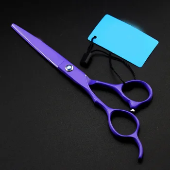 

5.5'' 6" Brand custom left hand Paint violet TOP GRADE Hairdressing Scissors 440C Barbers Cutting Thinning Shears Hair Scissors