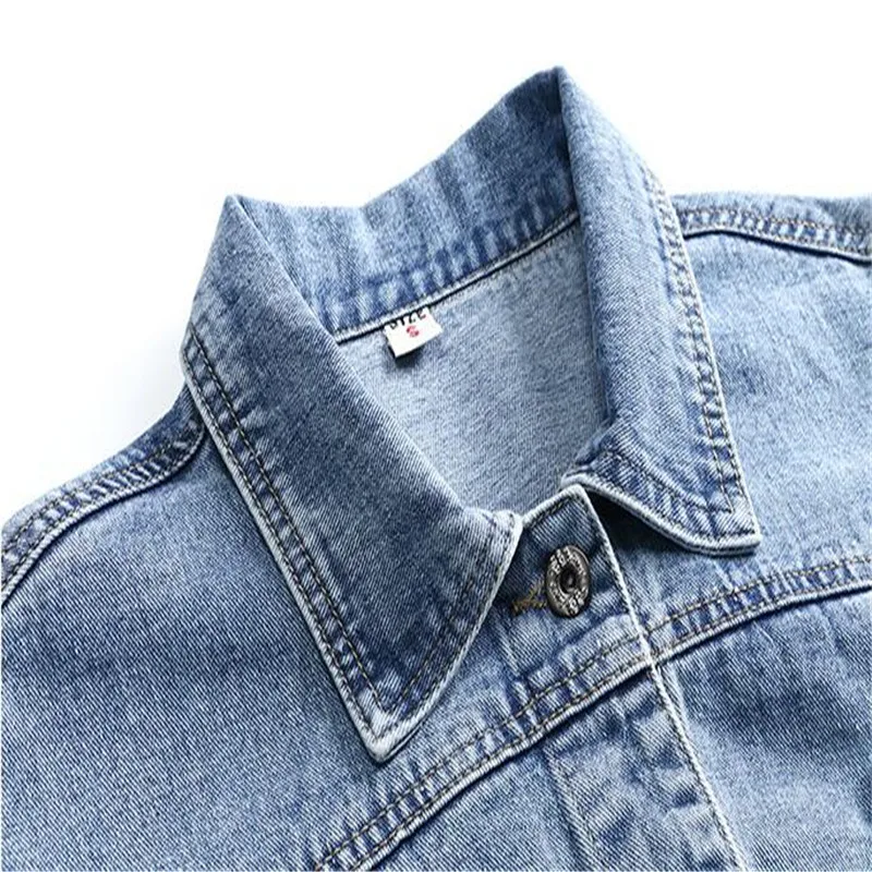 Ковбойская Женская куртка Новинка Большой размер тонкая короткая Повседневная джинсовая куртка женская короткая куртка синий топ