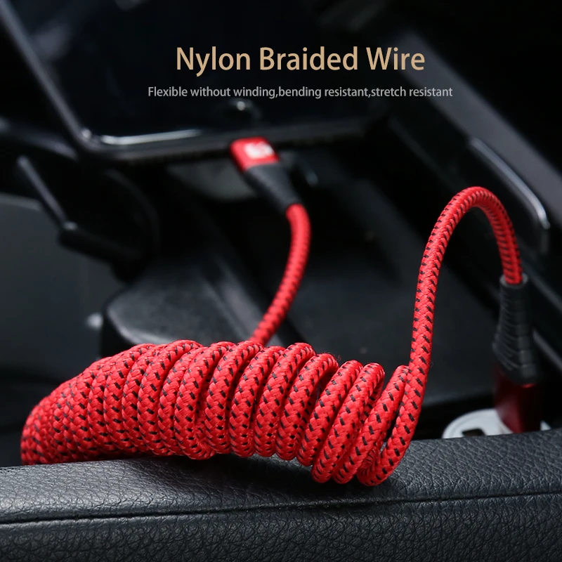 FLOVEME Versenkbare USB Kabel Für iPhone 11 7 8 2A Braid Beleuchtung Schnelle Ladekabel Für iPhone