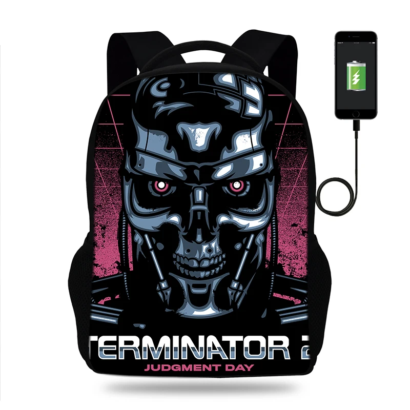 

The Terminator 2 Backpack Multifunction USB Charge School Bag For Teenage Boys Large-Capacity Mochila Laptop Men Travel Backpack