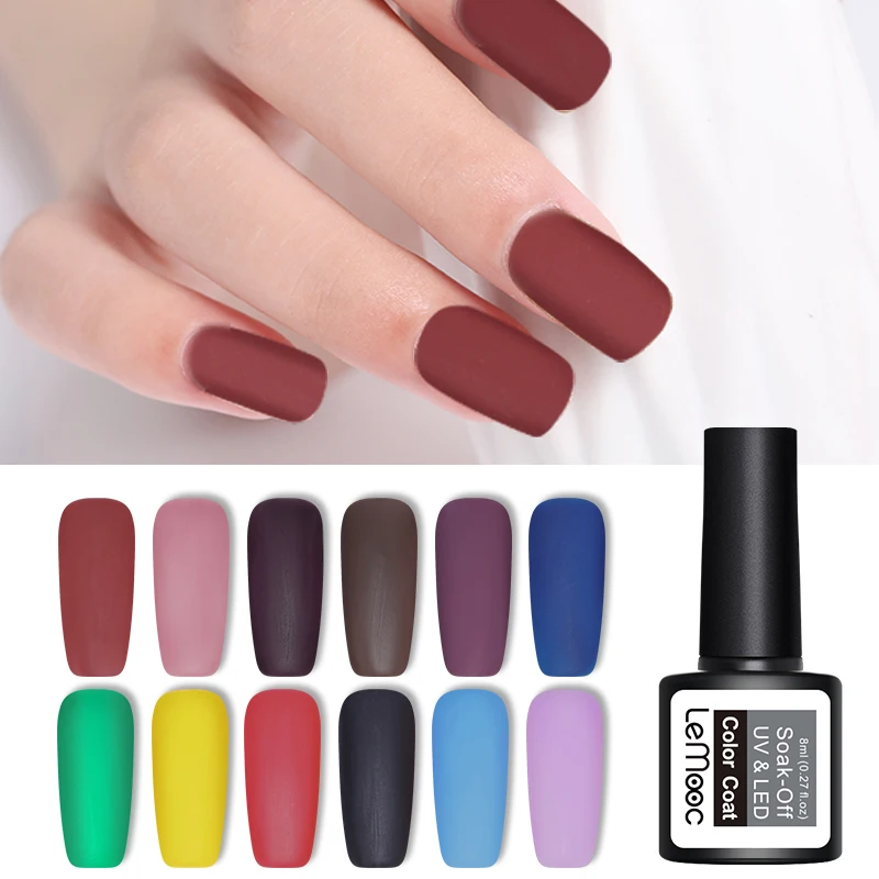 

LEMOOC 8ml Matte Color UV Gel Nail Polish Soak Off Nail Art Gel Varnish Manicure Vernis Semi Permanent Nail Gel UV Polish