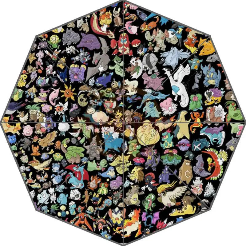 cheap Novelty Item Custom Your Loved DIY Japanese Cartoon Pokemon Automatic 3 Fold Umbrellas Good Gift For Birthday Friend