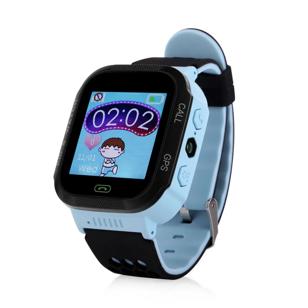 WONLEX 1,44 дюймов сенсорный экран gps трекер часы GW500S с фонариком для детей SOS анти-потеря GSM смартфон Setracker приложение - Цвет: Blue