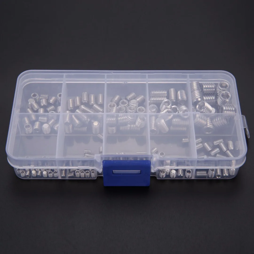 200pcs Stainless Steel Hex Socket Screw Set Mayitr Grub Screws Assortment Kit M3/M4/M5/M6M8 with Box