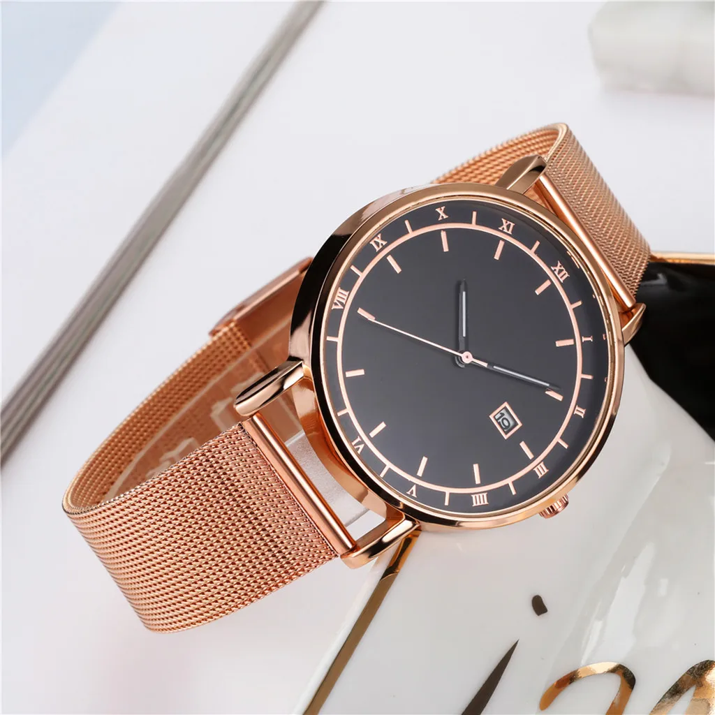 

2019 Fashion Business Men Women Watch Simple Multi Scale Dial Calendar Net With Mens Clock Quartz Wrist Watches montre homme