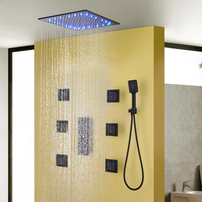 Black Shower Faucet Rainfall Shower Sets Luxury Bathroom Shower Heads
