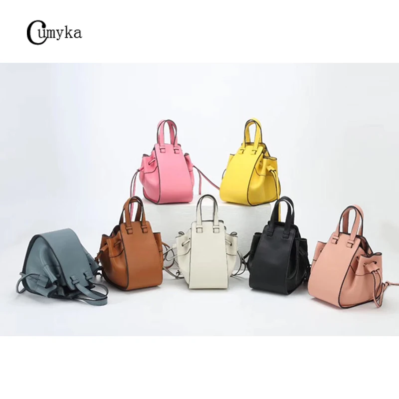 

CUMYKA Fashion Trapeze Women Tote Genuine Leather 2019 New Crossbody Bags Small Cow Mini Shoulder String Handbag Ladies Soft