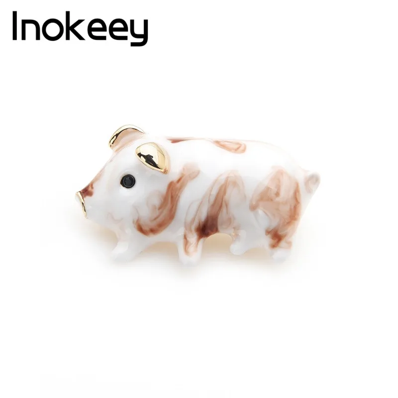 

Inokeey 2019 Enamel Pig Brooch Animal Brooch Pins Gift
