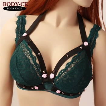 

BODY CAGE Harness Bra Sexy Bondage harness Black Elastic Strap Tops Cage Chest Lingerie Goth Garter