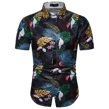 

DropshippingDropshippingSummer Men's Bird 3D Printing Shirt Men Short Sleeve Shirt Casual Slim Fit Shirt US SIZE