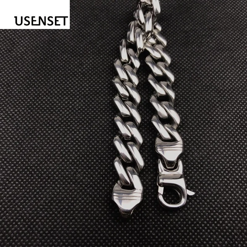 USENSET, стильный Толстый Круглый браслет, серебро, титановая сталь, литая цепочка для мужчин и женщин, ювелирные изделия, изысканные аксессуары