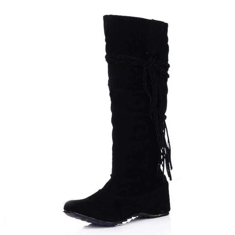 KemeKiss женская обувь на плоской подошве пикантные сапоги зимние теплые сапоги Качественная и модная обувь; теплая обувь; botas feminina P8396 размер 34-43 - Цвет: Черный