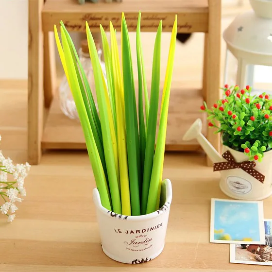 

1 PCS New Cute Tiny Green Grass Gel Pen Blade Grass Potting Decoration Zakka Stationery Caneta School Supplies Office Material