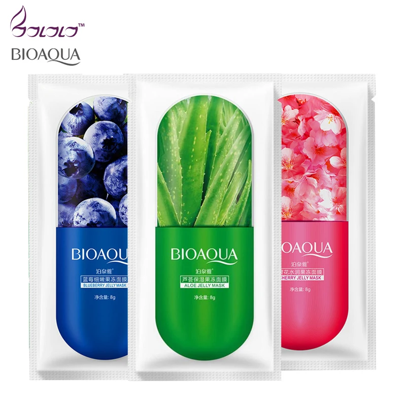 

BIOAOUA Face Mask Moisturing Hydrating Anti-Aging Whitening Aloe Vera jully gel Facial Sheet Mask depth replenishment skin care