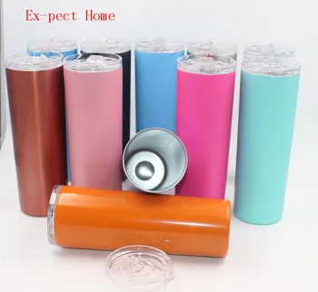 

50pcs fashion 20oz Vacuum Tumbler Stainless Steel Skinny Tumbler Vacuum Insulated Straight Cup Beer Coffee mugs with straws