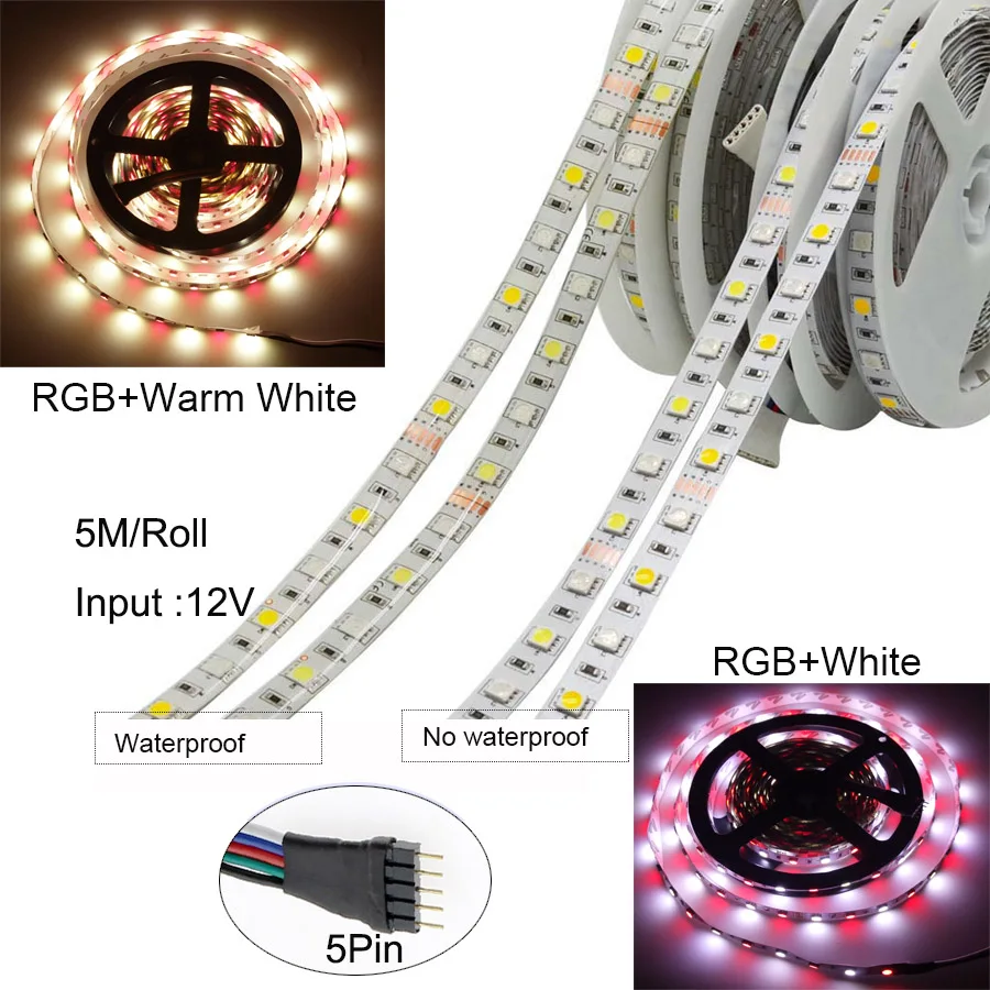 SMD5050 RGBW RGB светодиодный светильник 5 м 10 м гибкая лента Диодная лента Водонепроницаемый ИК RF контроллер переменного тока 110 В 220 В постоянного тока 12 В Комплект питания