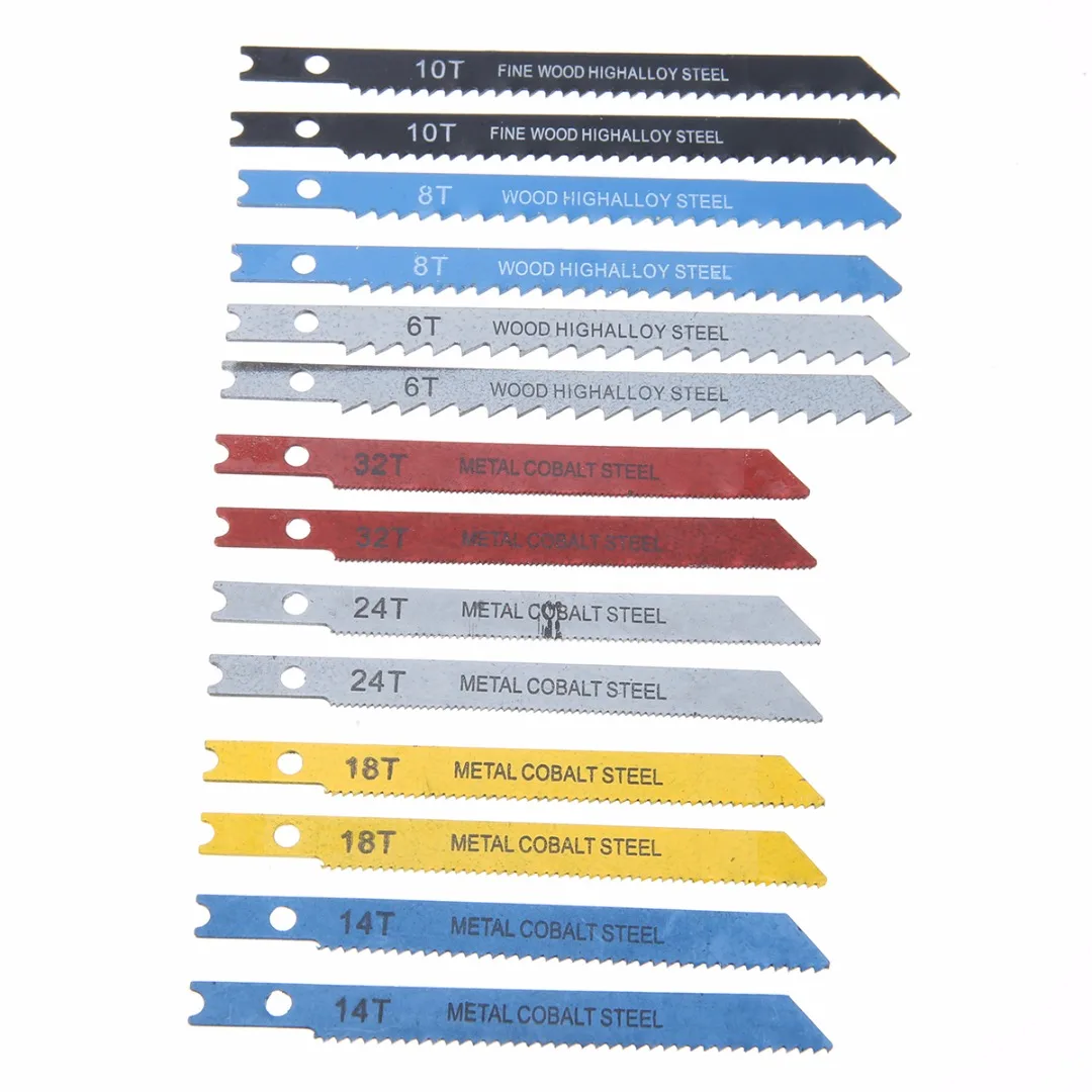 High Quality 14pcs Assorted U shank Jigsaw Blade Set Cobalt Steel