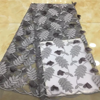 

VILLIEA Nigerian Lace Fabrics For Wedding 2018 African French Lace Fabric High Quality 3D Lace Grey Lace Applique