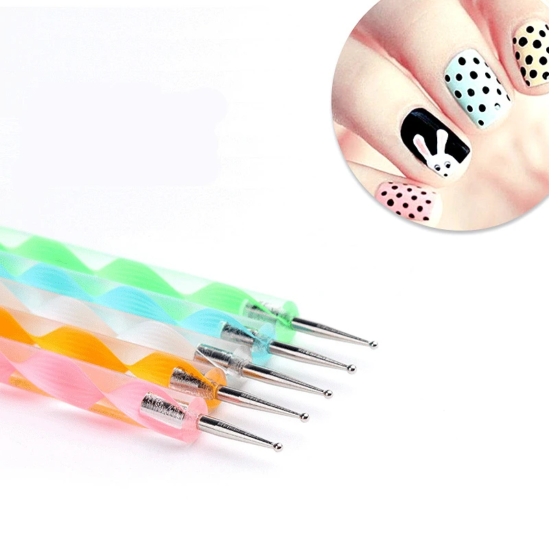 2 Ways Dotting Tools Marbling Nail Art Acrylic Rod Metal Doting Pen Nail Art For Nails