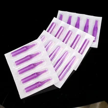 Татуировки иглы 50 шт./кор. одноразовые Пластик иглы татуировки Советы фиолетовый цвет советы для чернил татуировки иглы инструмент tg3136