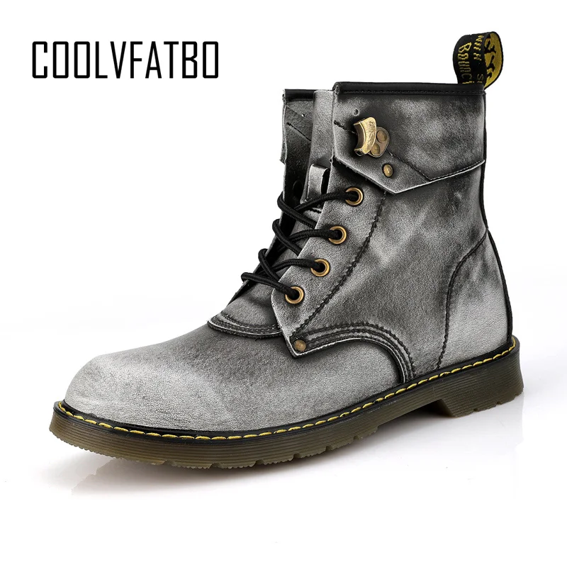 

COOLVFATBO Brand Men's Boots Leather Winter Warm Shoes Motorcycle Mens Ankle Boot Doc Martins Autumn Men Oxfords Shoe