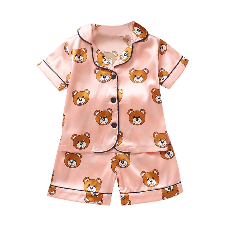 

Baby Pajama Sets for Boys Kids Clothes Girls Cartoon Bear Print Outfits Set Short Sleeve Blouse Tops+Shorts Sleepwear Pajamas