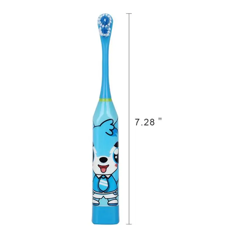 Детская электрическая зубная щетка с мультипликационным рисунком, двухсторонняя зубная щетка, электрическая зубная щетка для детей с сменной головкой 2 шт